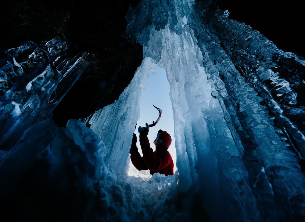 Ice climbing photography